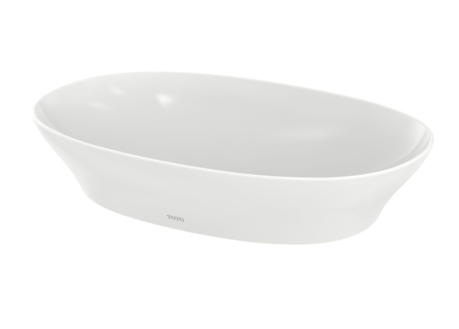 A sleek, white, elliptical Toto basin with a smooth finish, displaying minimalistic and modern design suitable for contemporary bathrooms.