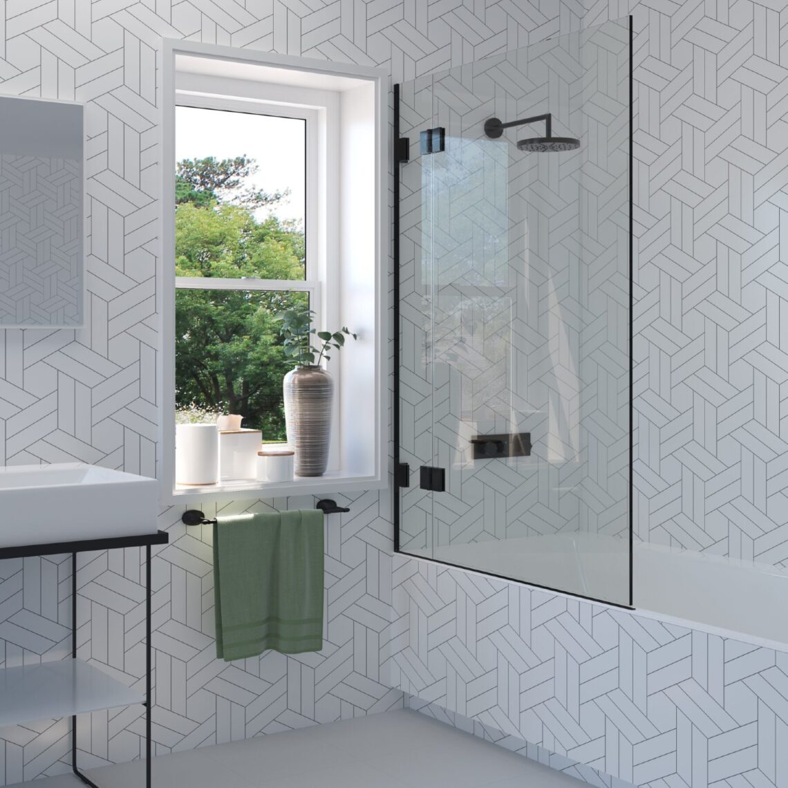 The Shower Lab View 14 Two Panel Hinged Bath Screen Kallums Bathrooms