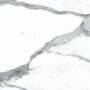 White marble surface with gray veins running throughout, creating an elegant, natural pattern. Smooth texture, often used in architecture and interior design.