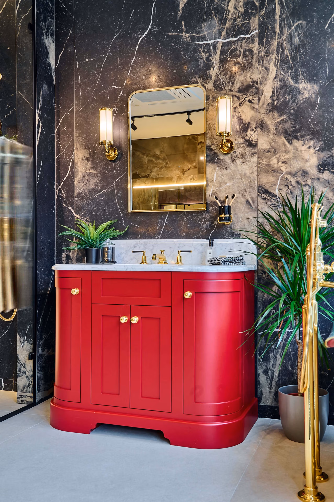 Kallums Bathroom Red Cabinet Sink Bathroom