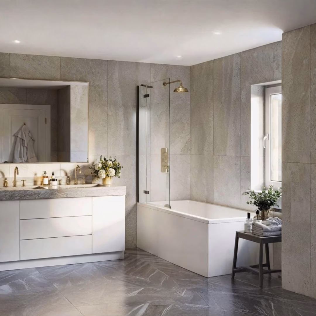 Eleganza Outward-Opening Two Panel Bath Screen