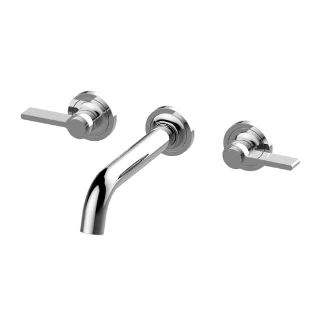 Modern 2-hole washbasin mixer tap with chrome finish for bathroom installation.