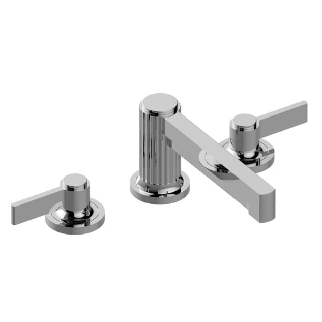 Pantheon wall-mounted basin mixer with 21cm spout in chrome finish.