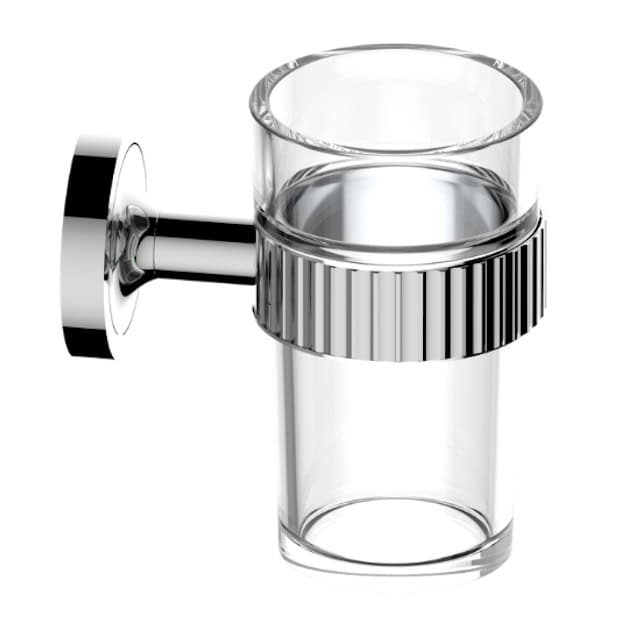 Kallums Bathrooms Pantheon Towel Bar 46cm in chrome finish with glass holder.