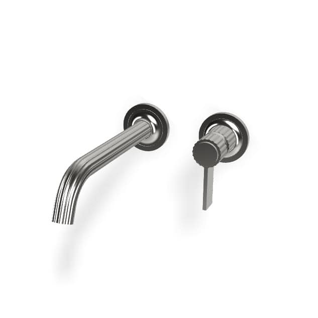 Kallums Pantheon wall-mounted basin mixer with 23.2cm spout and modern design.