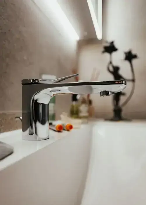 Chrome bathroom tap for modern bathroom fixtures.