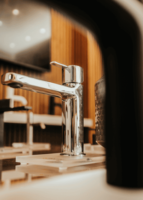 Chrome bathroom tap, modern design, stylish bathroom fixture, Kallums Bathrooms.