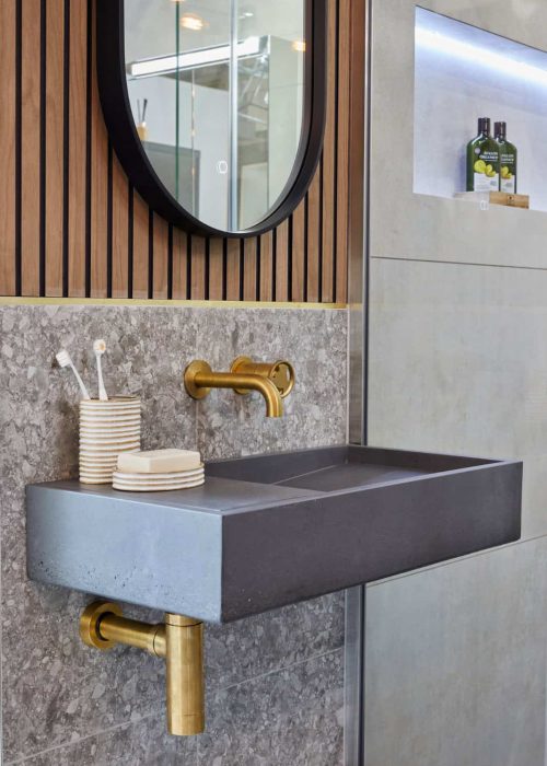 Kast Concrete Basins Display in Kallums Lonoon Bathroom Showroom