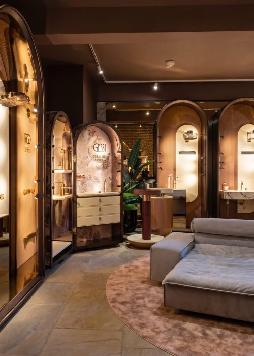 Gessi luxury brassware collection displayed at Clerkenwell Design Week